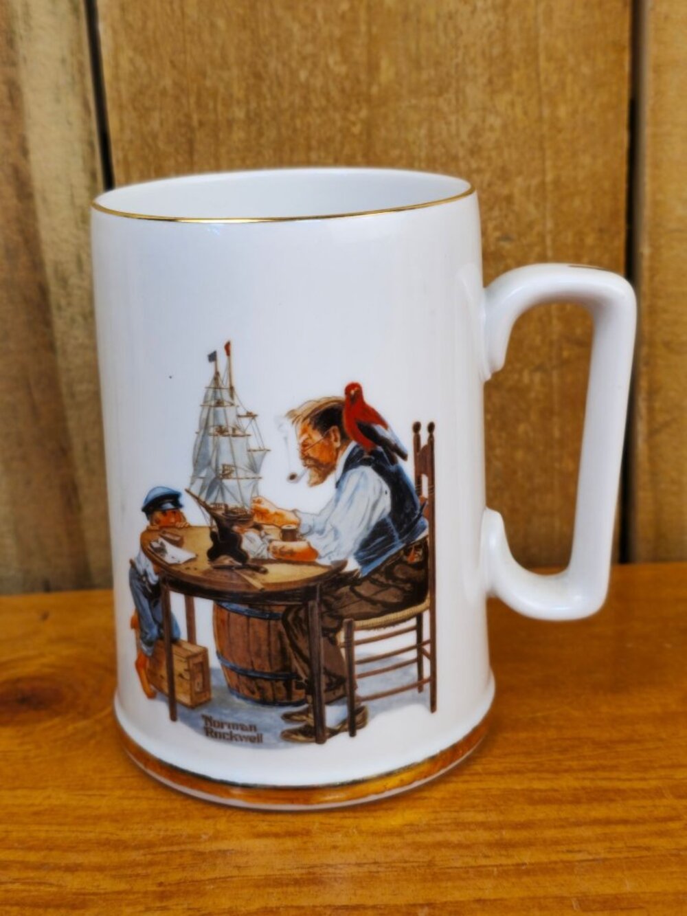 Norman Rockwell "For A Good Boy" 1985 Vintage Ceramic Mug W/ Gold Trim